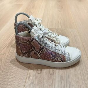 P448 Star high-top sneaker with a pink and silver python-embossed print size 37